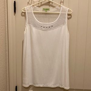Picadilly Women’s Size L Tank Top Tunic Sleeveless Mesh with Stud Detail Lined